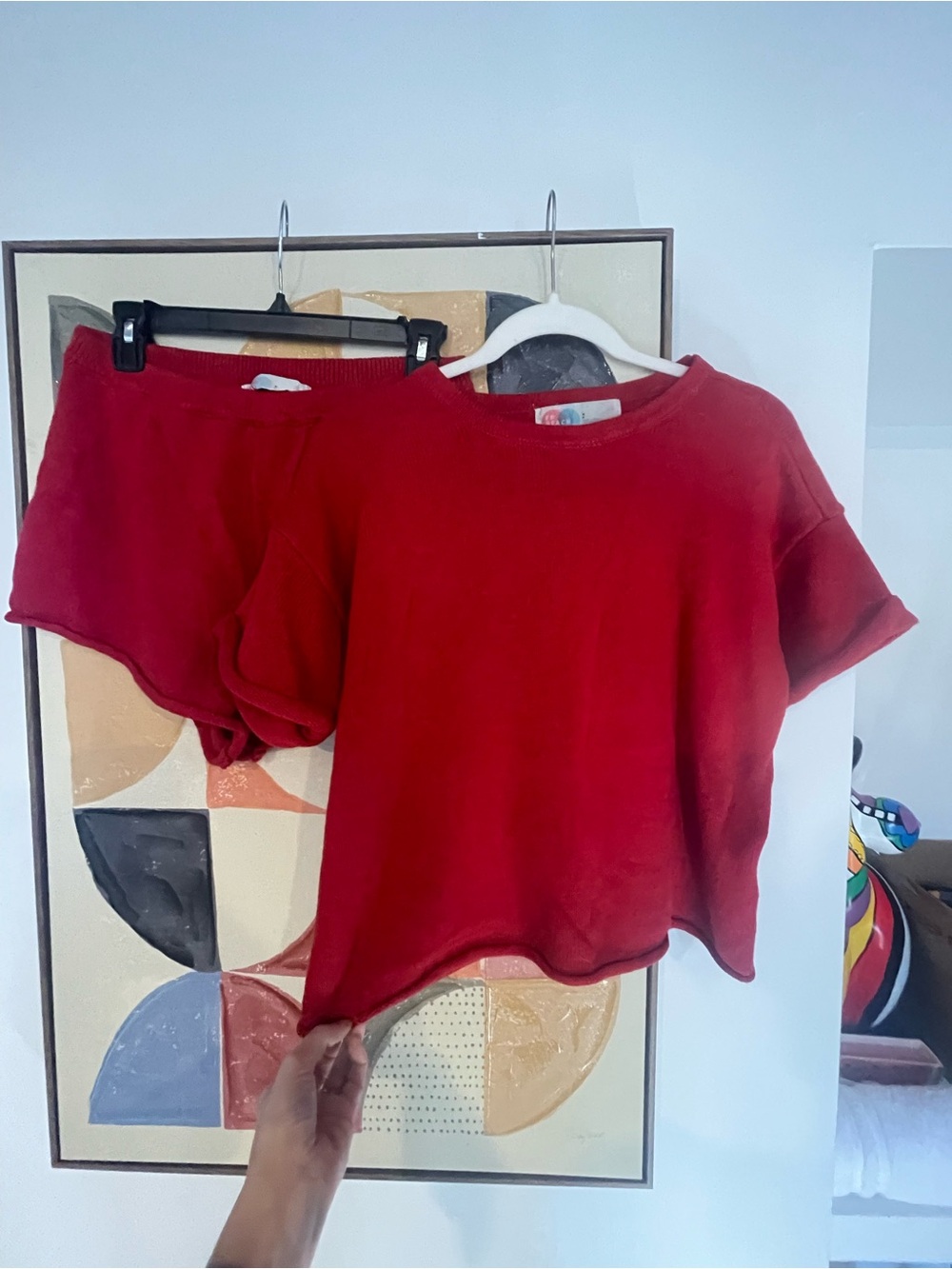 Free People Red Two-Piece Loungewear Set - Cropped Tee & Shorts